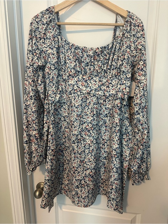 Altar'd State Tops - Altar'd State Blue Multi Floral Square-Neck Dress